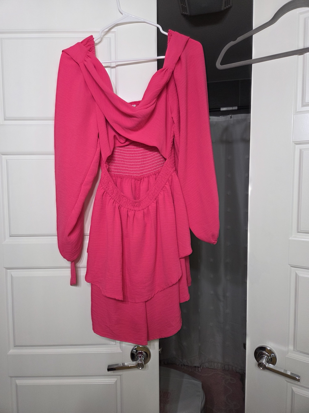 Bright Pink Women’s Open-Back Tiered Dress